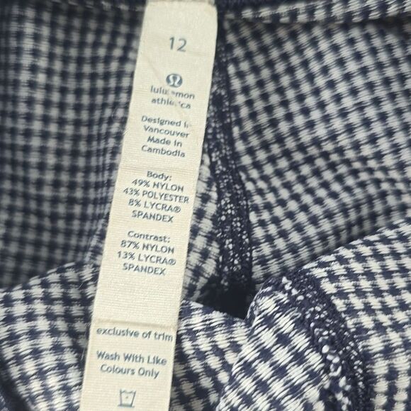 Lululemon Women's Wunder Under Crop Leggings Gingham Inkwell‎ Navy Blue 12 - Picture 7 of 12